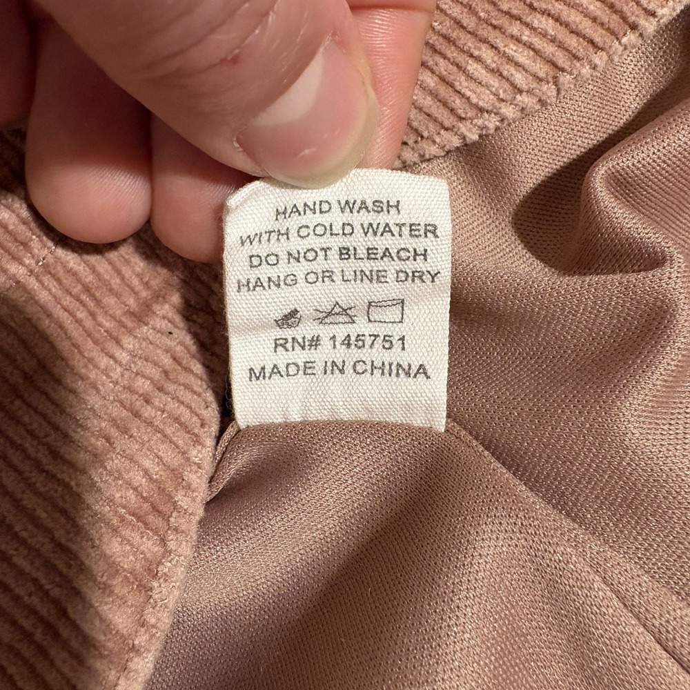 Altar'd State Sophia Mini Skirt Pink Corduroy Scalloped Hem Lined Size L - Picture 7 of 7